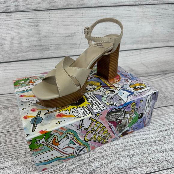 Jeffrey Campbell Womens Cream Seraphin Ankle Strap Platform Sandal Heels Size 10 - Picture 2 of 13